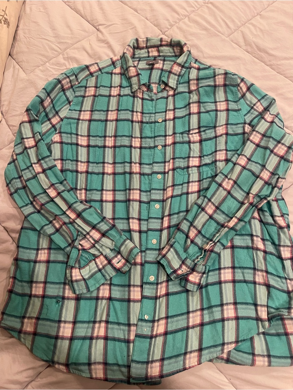 Men's Teal Plaid Button-Up Shirt